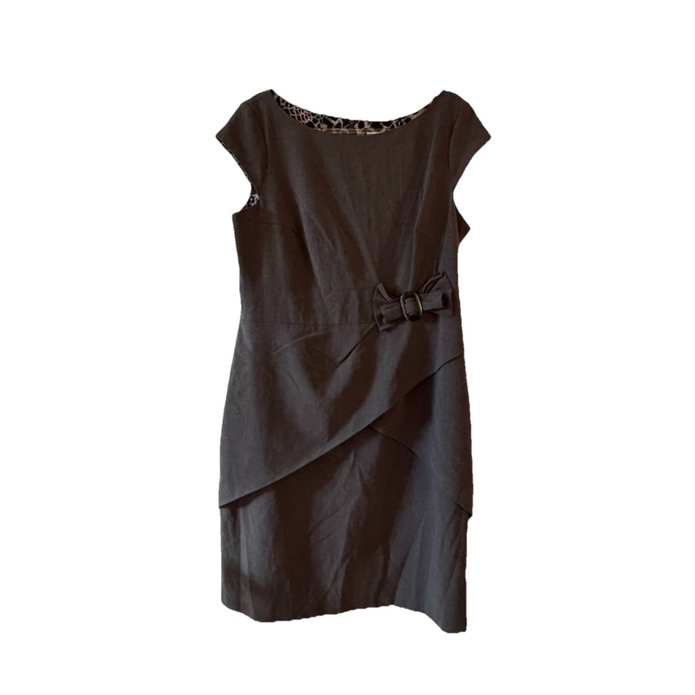 NWT Sandra Darren Womens Sleeveless Work Dress 16 Gray Snow Leopard Satin Lining